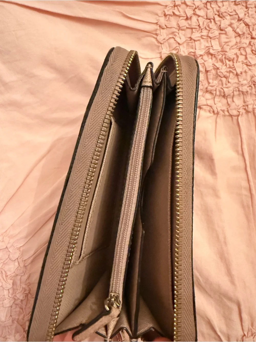 Michael Kors Brown Taupe Snake-Print Zip Wristlet